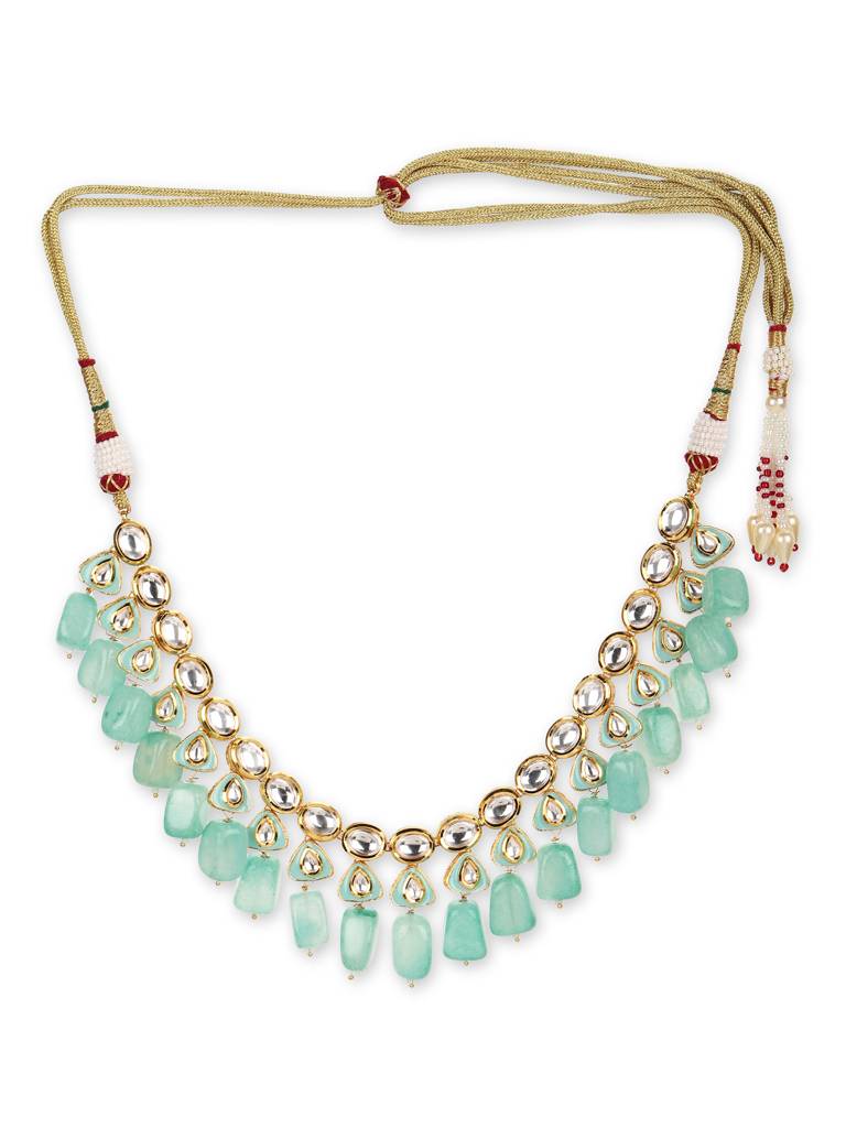 Green Gold Plated Kundan Necklace : RRJULY22-42