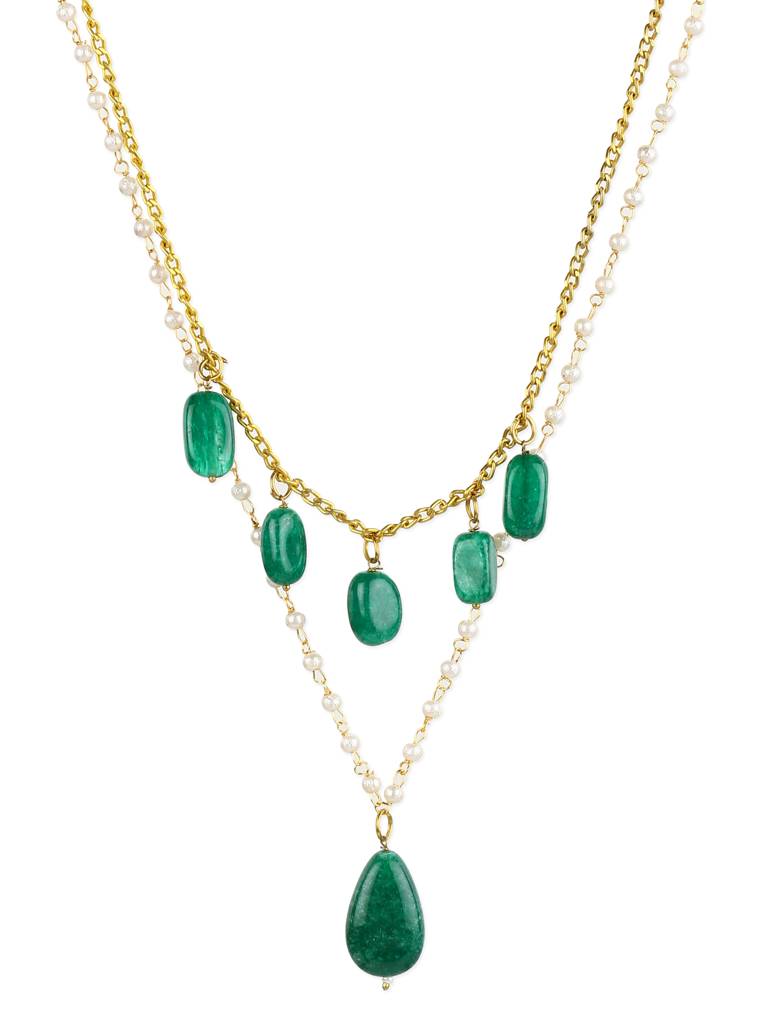 Green Gold Plated Beaded Handcrafted Necklace : RRJULY22-44