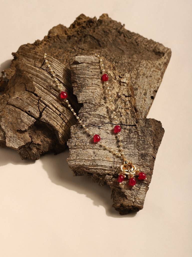 Red Gold Plated Kundan Necklace : RRJULY22-51