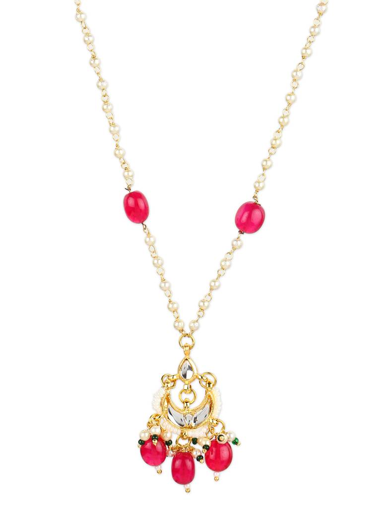 Red Gold Plated Kundan Necklace : RRJULY22-51