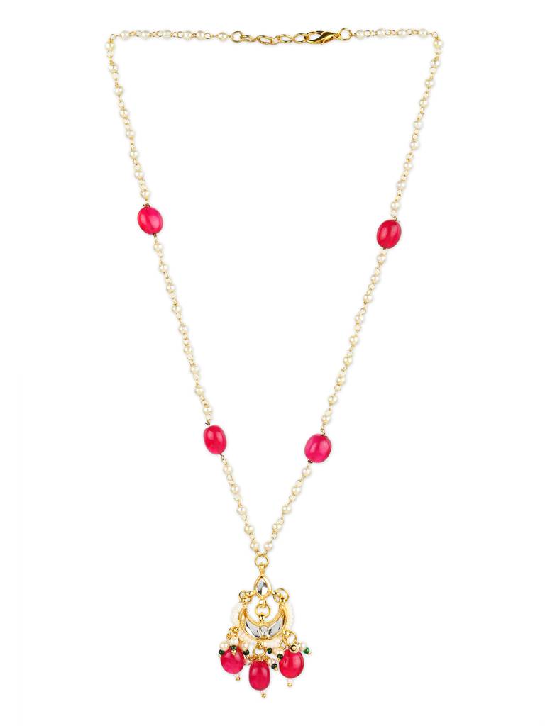 Red Gold Plated Kundan Necklace : RRJULY22-51