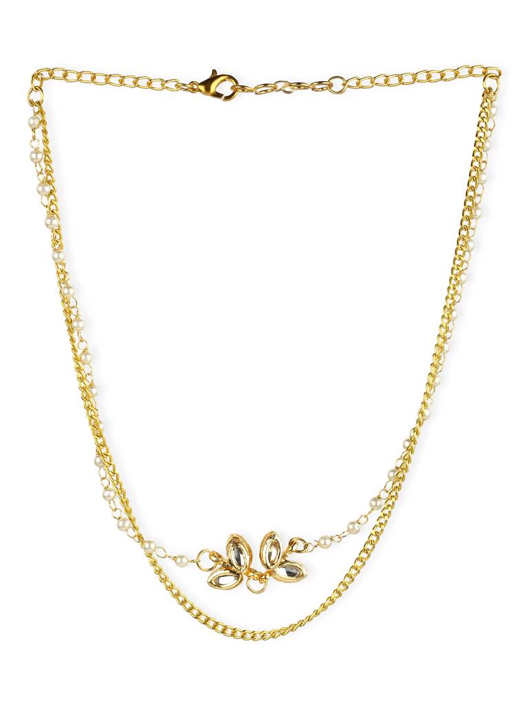 Gold Plated Kundan Choker With Pearls : RRJULY22-52