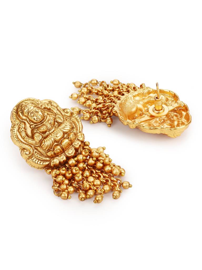 Gold Plated Temple Necklace Set With Matching Temple Earrings : RRJULY22-72