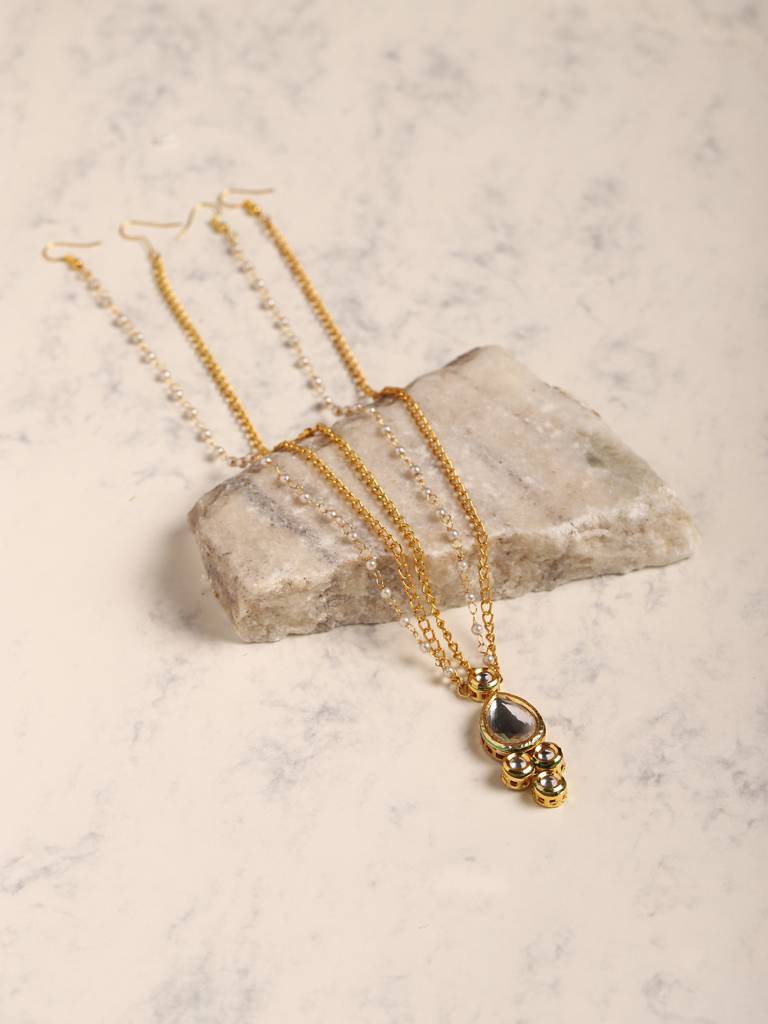 Layered Center Piece Gold Plated Kundan Mathapatti : RRJULY22-80