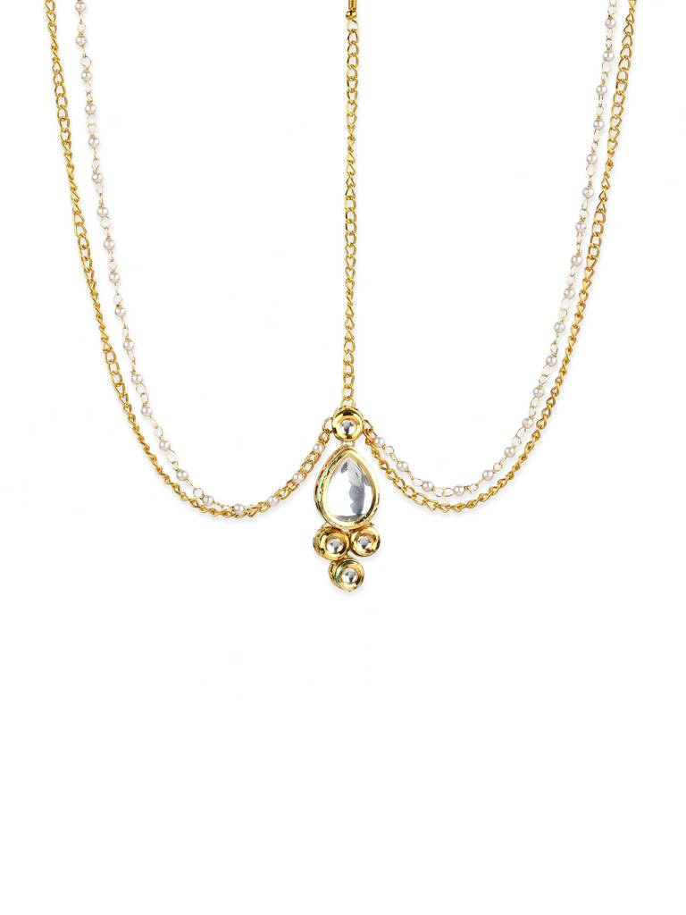 Layered Center Piece Gold Plated Kundan Mathapatti : RRJULY22-80