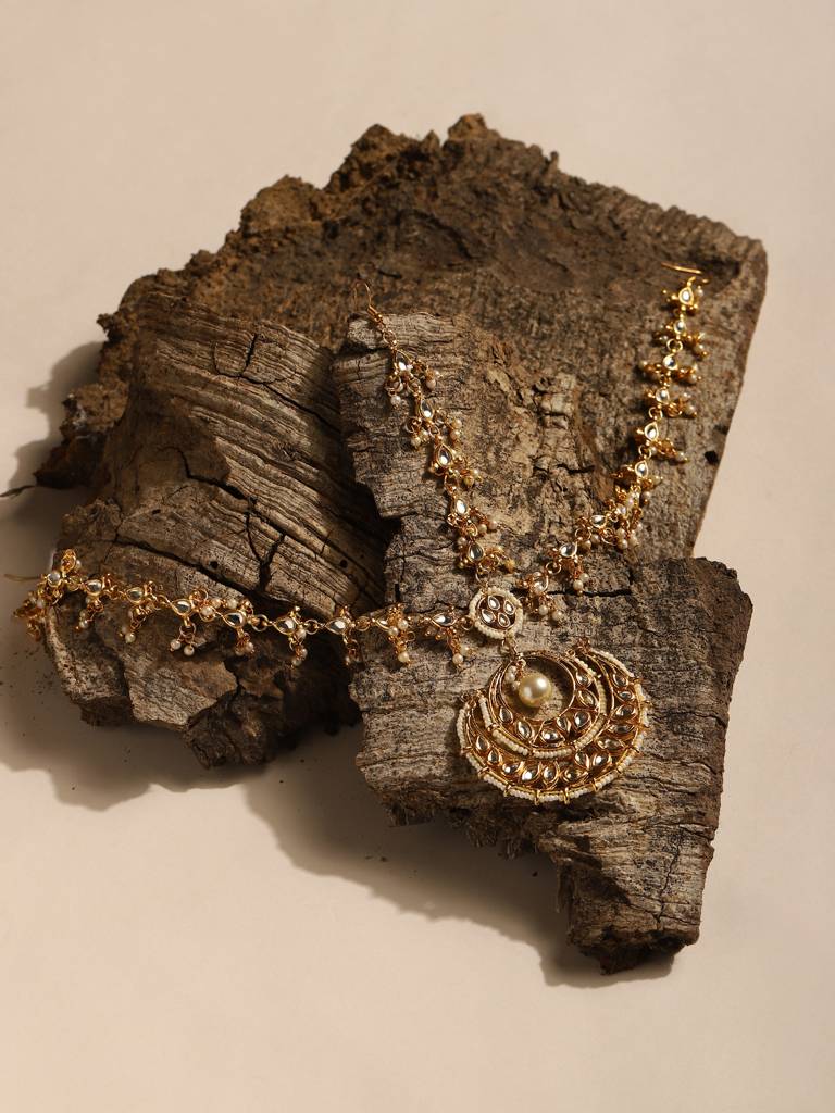 Chand Centerpiece Gold Plated Kundan Mathapatti : RRJULY22-83