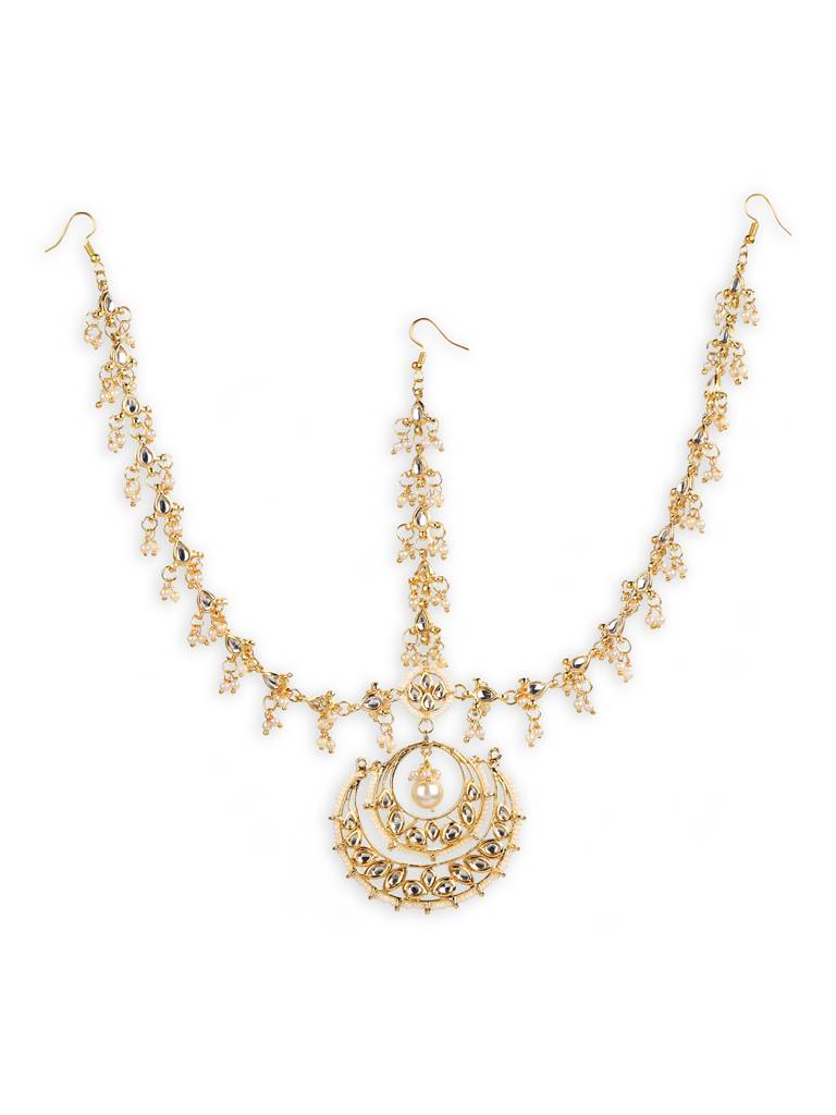 Chand Centerpiece Gold Plated Kundan Mathapatti : RRJULY22-83