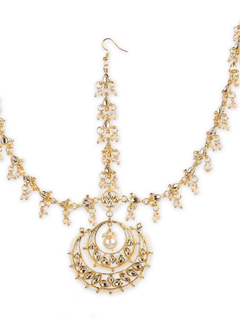 Chand Centerpiece Gold Plated Kundan Mathapatti : RRJULY22-83