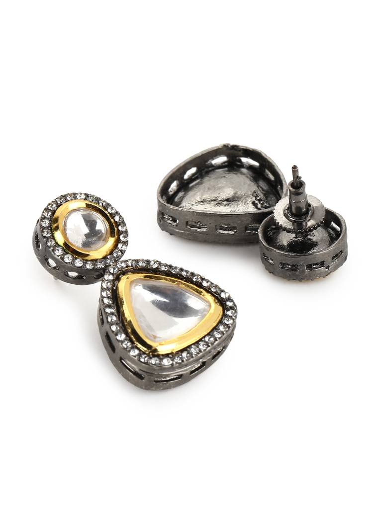 Dual Tone Polki Earrings With Crystals : RRJULY22-94