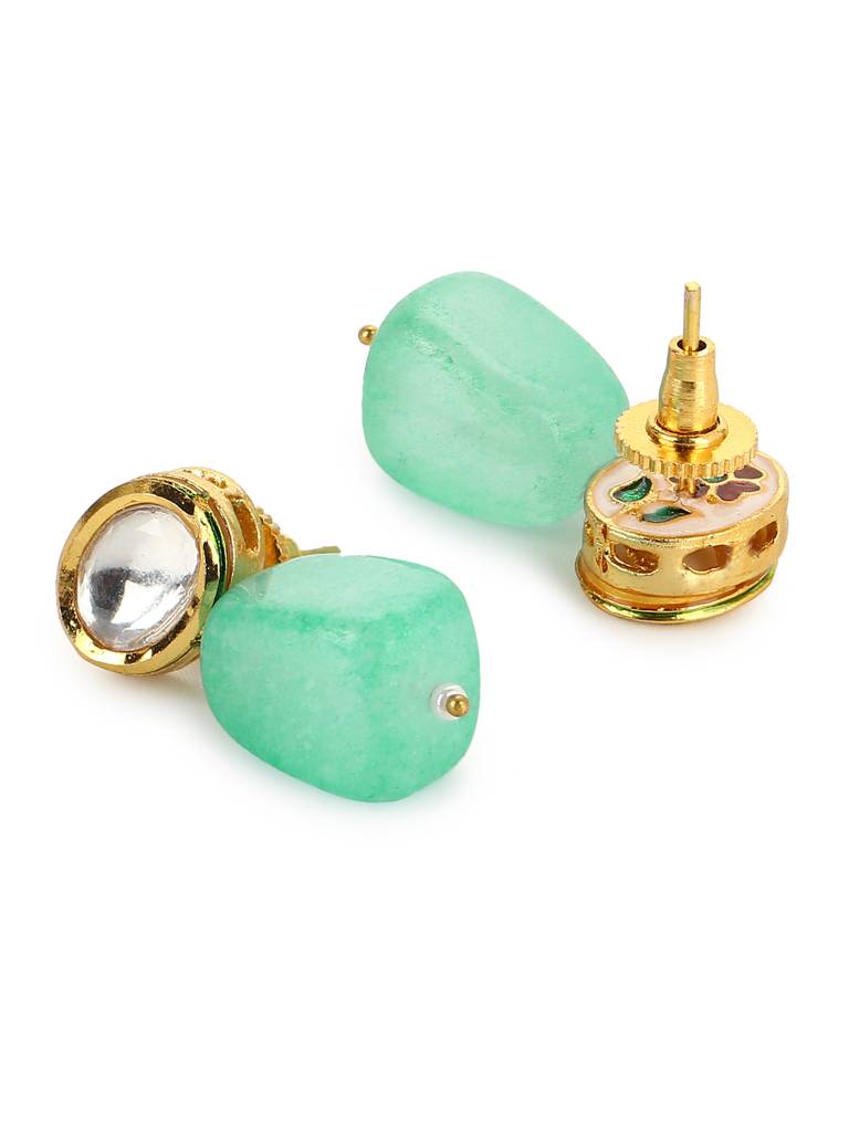 Green Gold Plated Kundan Earrings : RRJULY22-96