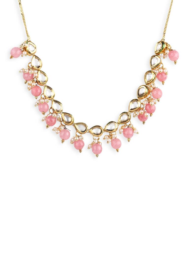 Teardrop Pink Beaded Kundan Choker : RRMAY22-14