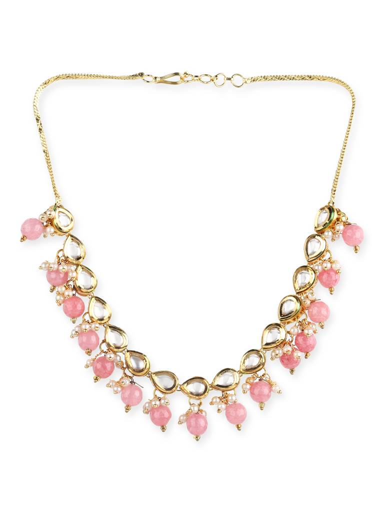 Teardrop Pink Beaded Kundan Choker : RRMAY22-14