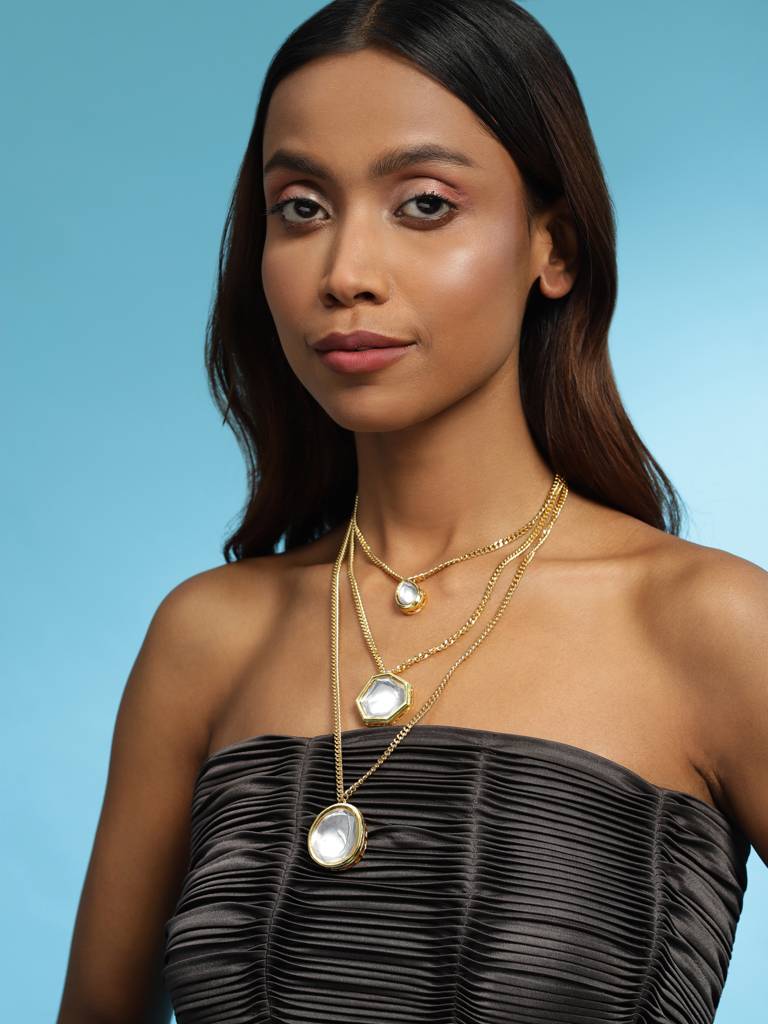 Three Layered Kundan Necklace : RRMAY22-16