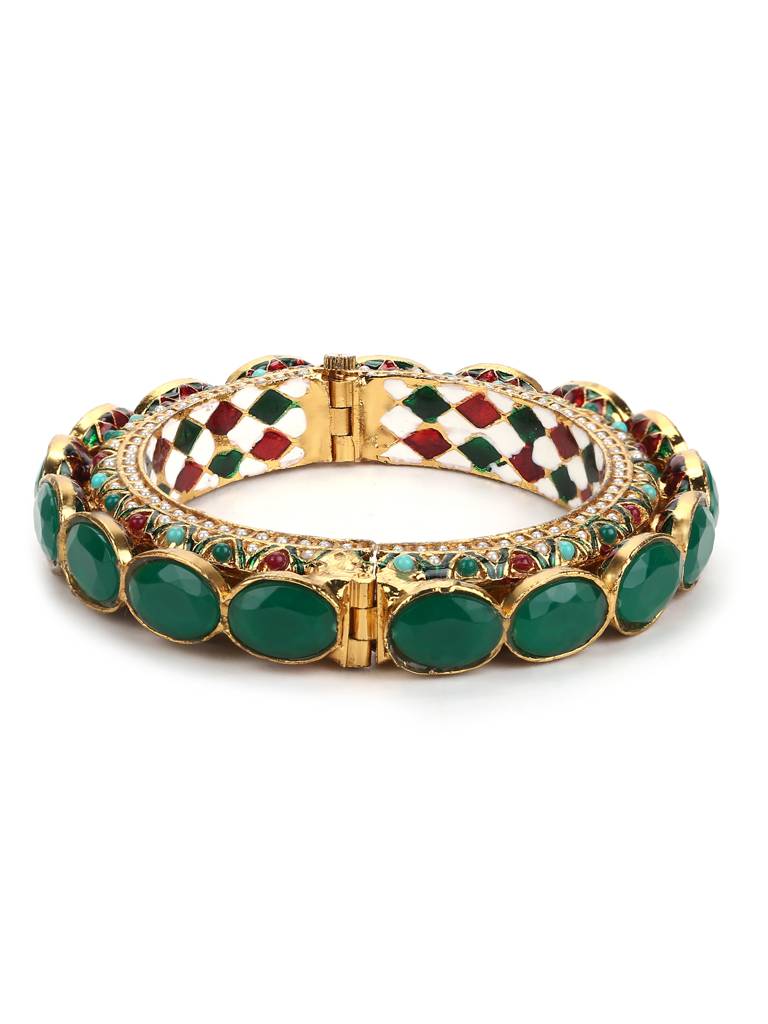 Kundan Meenakari Bangle : RRMAY22-25