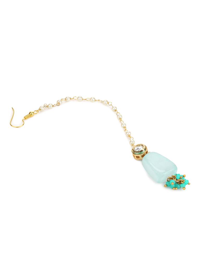 Turquoise Blue Kundan Maang Tikka : RRMAY22-30