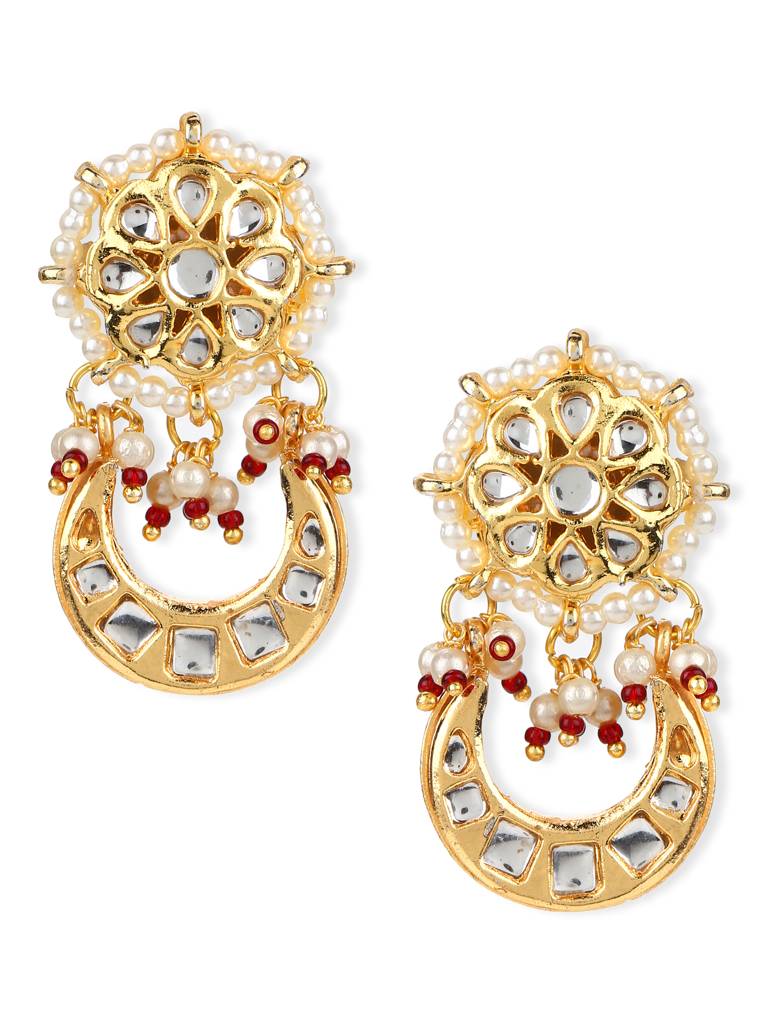 Contemporary Half Moon Kundan Earring : RRMAY22-38