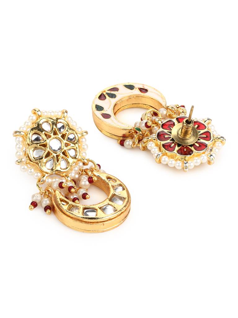 Contemporary Half Moon Kundan Earring : RRMAY22-38