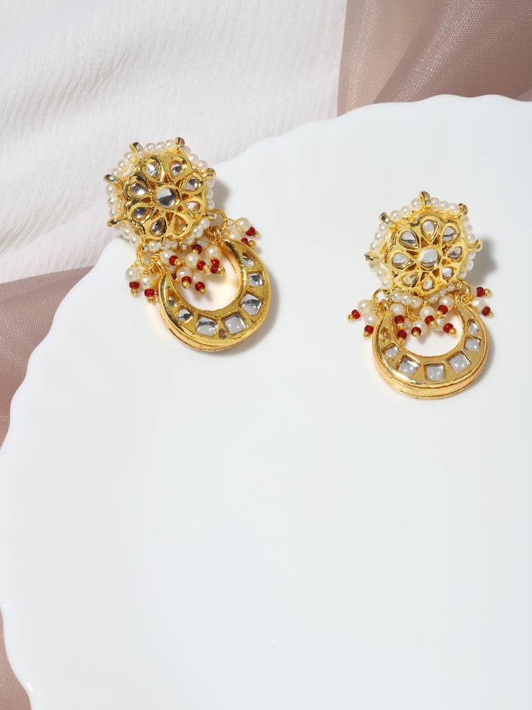 Contemporary Half Moon Kundan Earring : RRMAY22-38