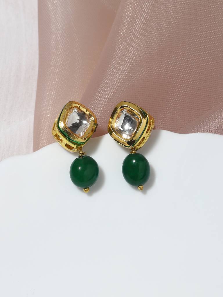 Green Kundan Drop Earring : RRMAY22-40