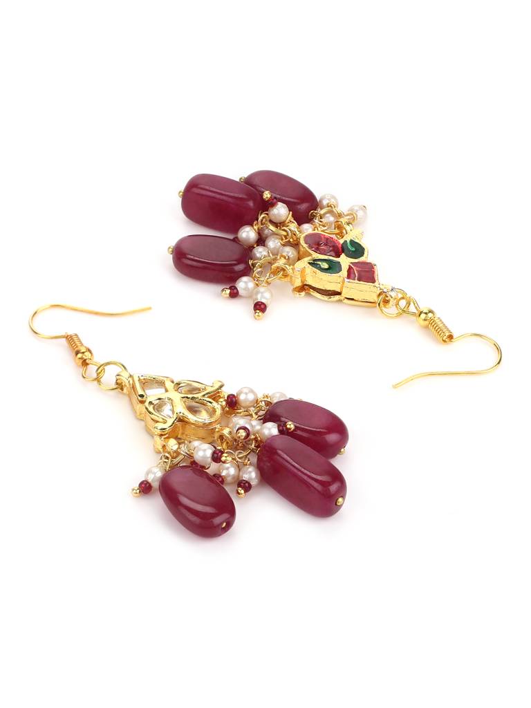 Red Kundan Loop Earring : RRMAY22-42