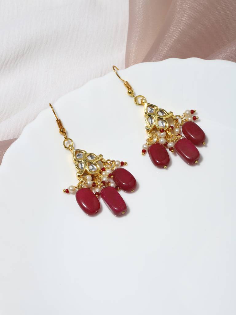 Red Kundan Loop Earring : RRMAY22-42