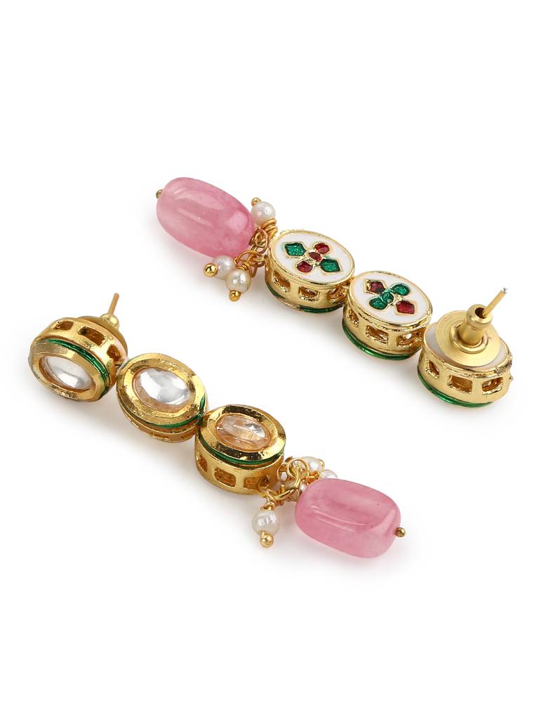 Pink And Pearl Kundan Choker With Earrings : RRMAY22-6