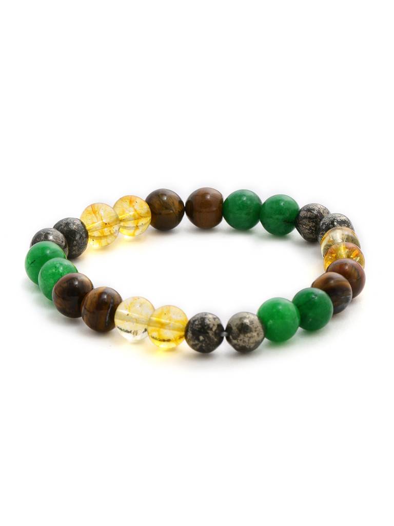 Red Carnelian, Lapis Lazuli, Amethyst, Yellow Citrine Crystal And Green Avanturine Multicoloured Cyrstal Beads : RRMAYDC25-101