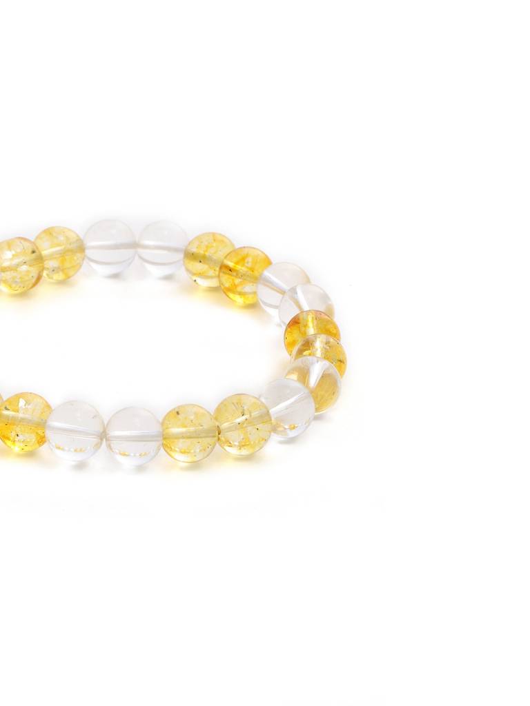 Clear Quartz & Citrine Yellow And White Beads Bracelet : RRMAYDC25-104