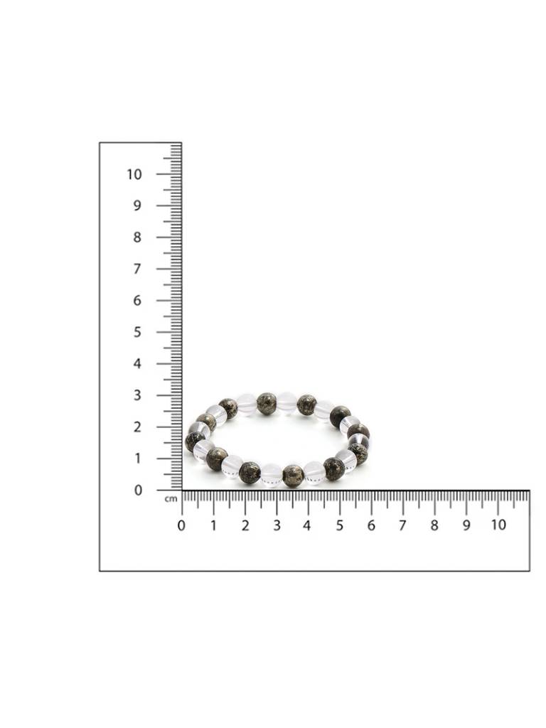 Clear Quatrz & Pyrite Black And White Beads Bracelet : RRMAYDC25-105