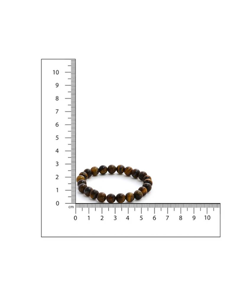 Tiger Eye Brown And Black Round Crystal Beads Elastic Bracelet : RRMAYDC25-82