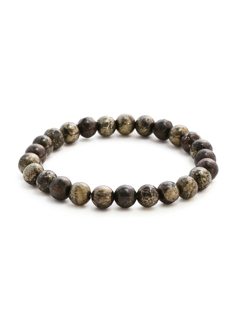 Pyrite Metal Black Round Elastic Bracelet : RRMAYDC25-87