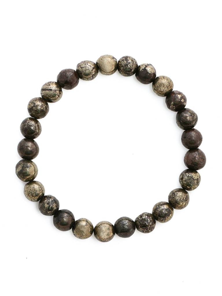 Pyrite Metal Black Round Elastic Bracelet : RRMAYDC25-87