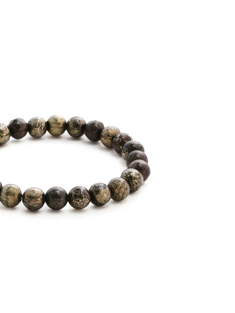 Pyrite Metal Black Round Elastic Bracelet : RRMAYDC25-87