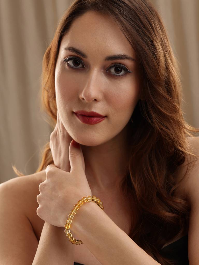 Yellow Citrine Crystal Beads Bracelet : RRMAYDC25-92