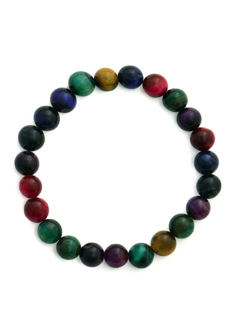 Red Carnelian, Lapis Lazuli, Amethyst And Green Avanturine Multicoloured Cyrstal Beads Bracelet : RRMAYDC25-95