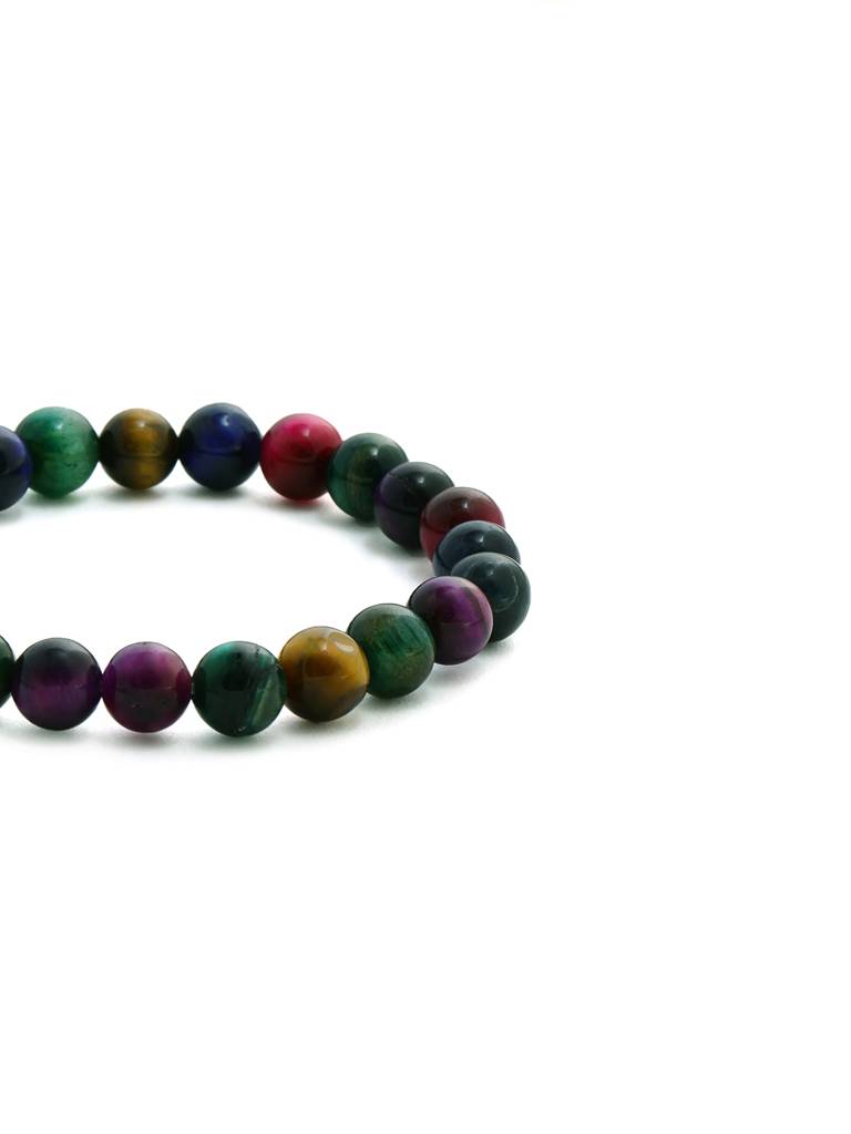 Red Carnelian, Lapis Lazuli, Amethyst And Green Avanturine Multicoloured Cyrstal Beads Bracelet : RRMAYDC25-95