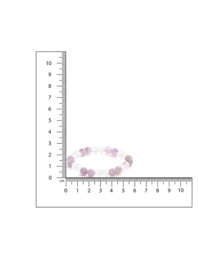 Clear Quartz And Amethyst White And Grey Beads Elastic Bracelet : RRMAYDC25-96