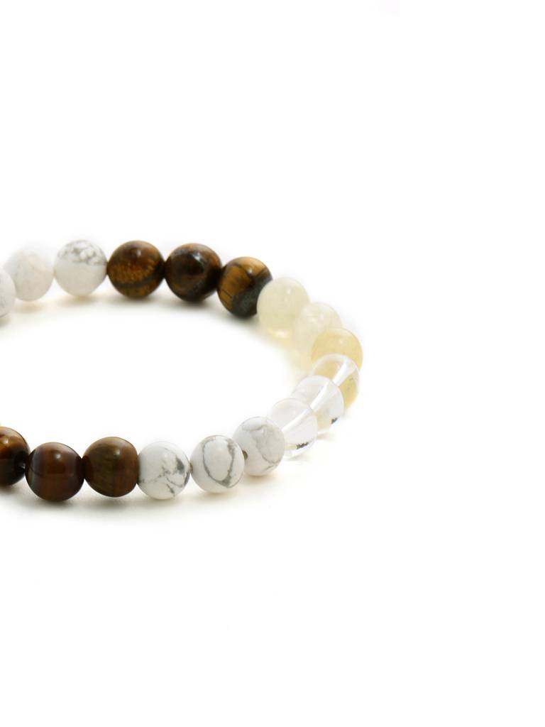 Clear Quartz And Tiger Eye Multicoloured Cyrstal Beads Bracelet : RRMAYDC25-97