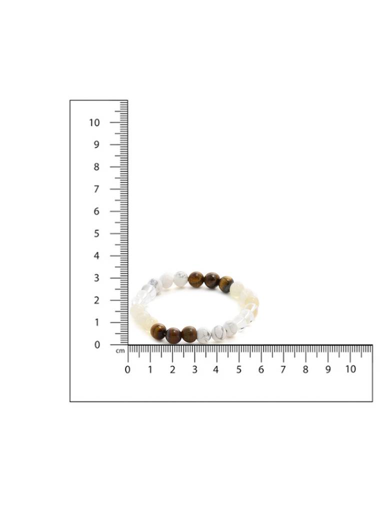 Clear Quartz And Tiger Eye Multicoloured Cyrstal Beads Bracelet : RRMAYDC25-97