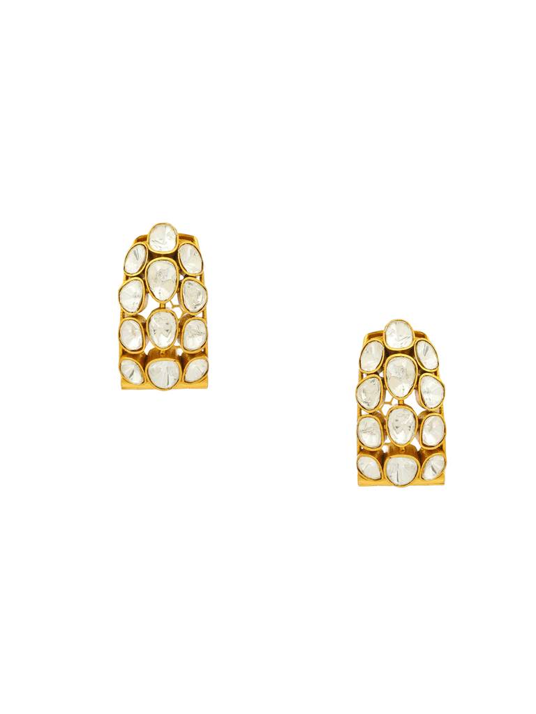 Ruby Raang Glass Kundan Circular Earrings : RRMAYJJ25-16
