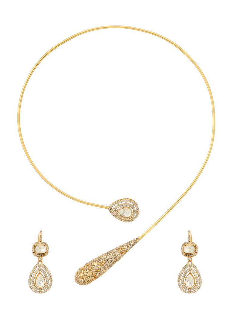 Ruby Raang Kundan Antique Finish Earrings And Necklace Set-Rrmayjj25-20 : RRMAYJJ25-20