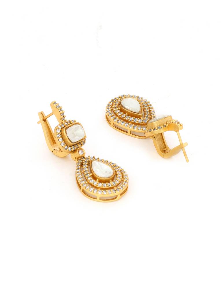 Ruby Raang Kundan Antique Finish Earrings And Necklace Set-Rrmayjj25-20 : RRMAYJJ25-20