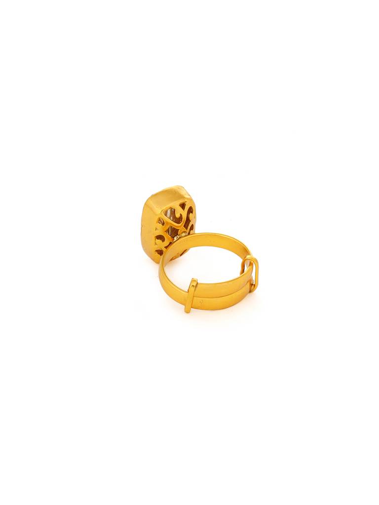Ruby Raang Kundan Gold Plated Emarald Cut Ring : RRMAYJJ25-31