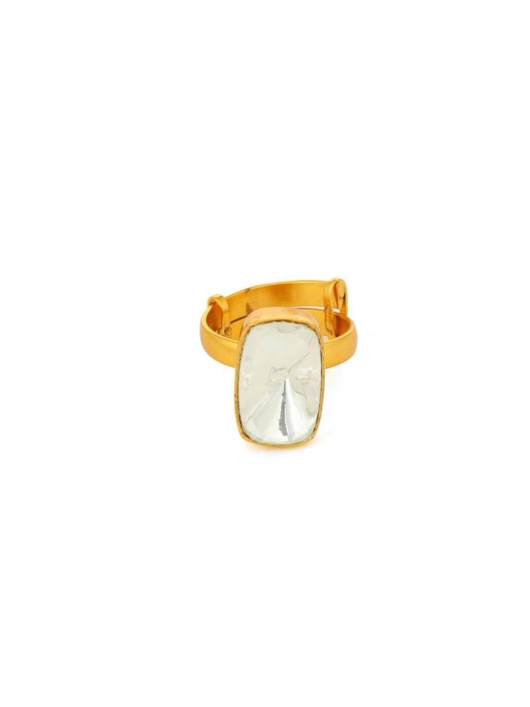 Ruby Raang Kundan Gold Plated Emarald Cut Ring : RRMAYJJ25-31