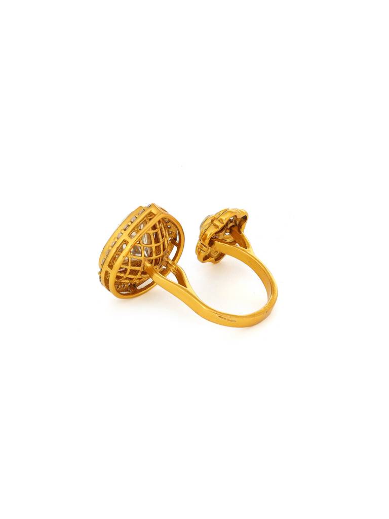 Ruby Raang Kundan Gold Plated Hexagon And Pear Ring : RRMAYJJ25-33
