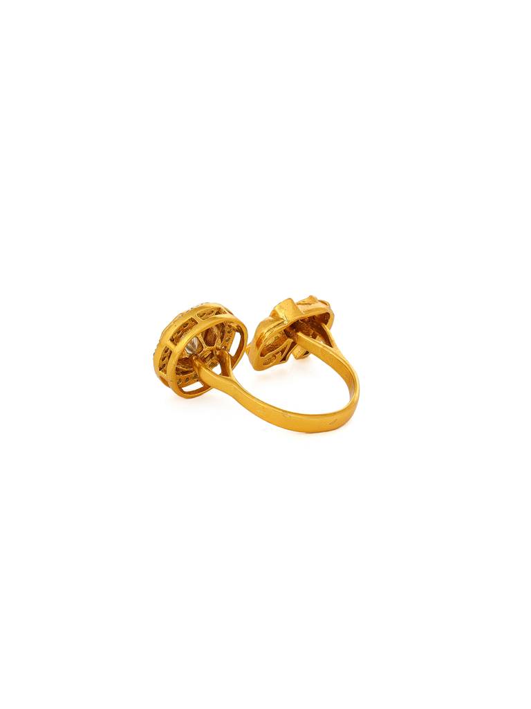 Ruby Raang Kundan Gold Plated Elephant And Round Ring : RRMAYJJ25-34