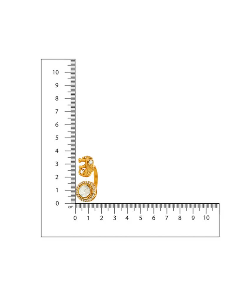 Ruby Raang Kundan Gold Plated Elephant And Round Ring : RRMAYJJ25-34