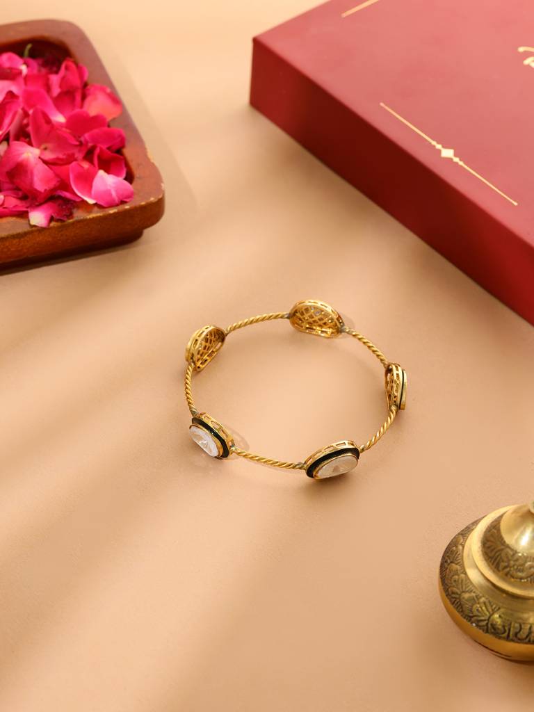 Antique Finish Kundan Bangle By Ruby Raang : RRMAYJJ25-61