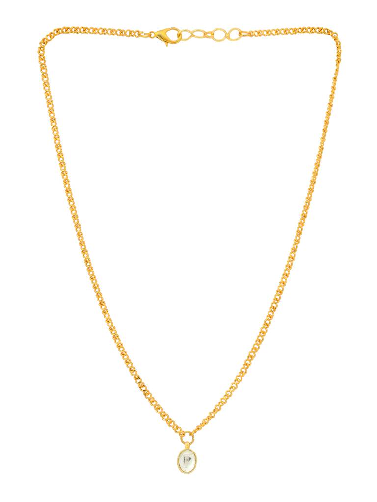 Minimalist Kundan Gold Necklace By Ruby Raang : RRMAYJM25-42