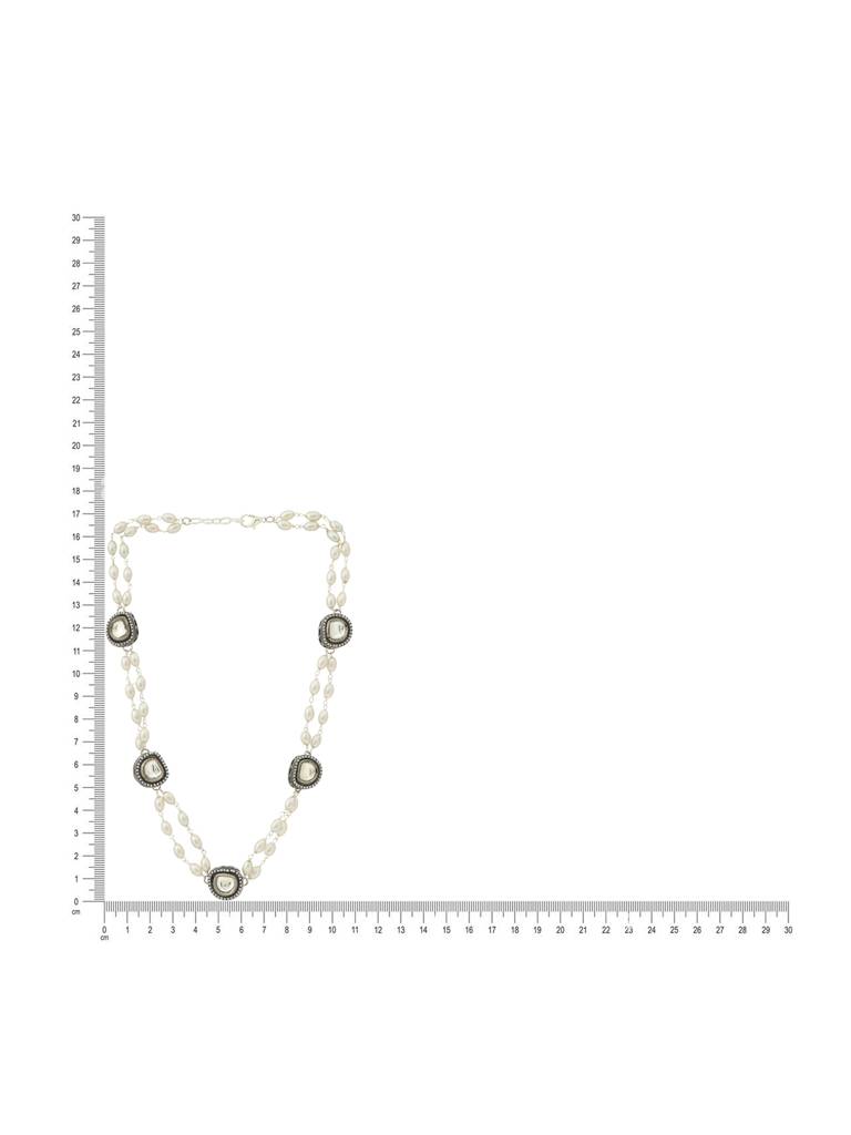 Rhodium Plated Kundan Necklace By Ruby Raang : RRMAYMP25-49